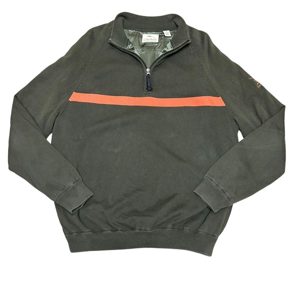Bob Timberlake 1/4 Zip Pullover XL Lined Sweater Green Stripe